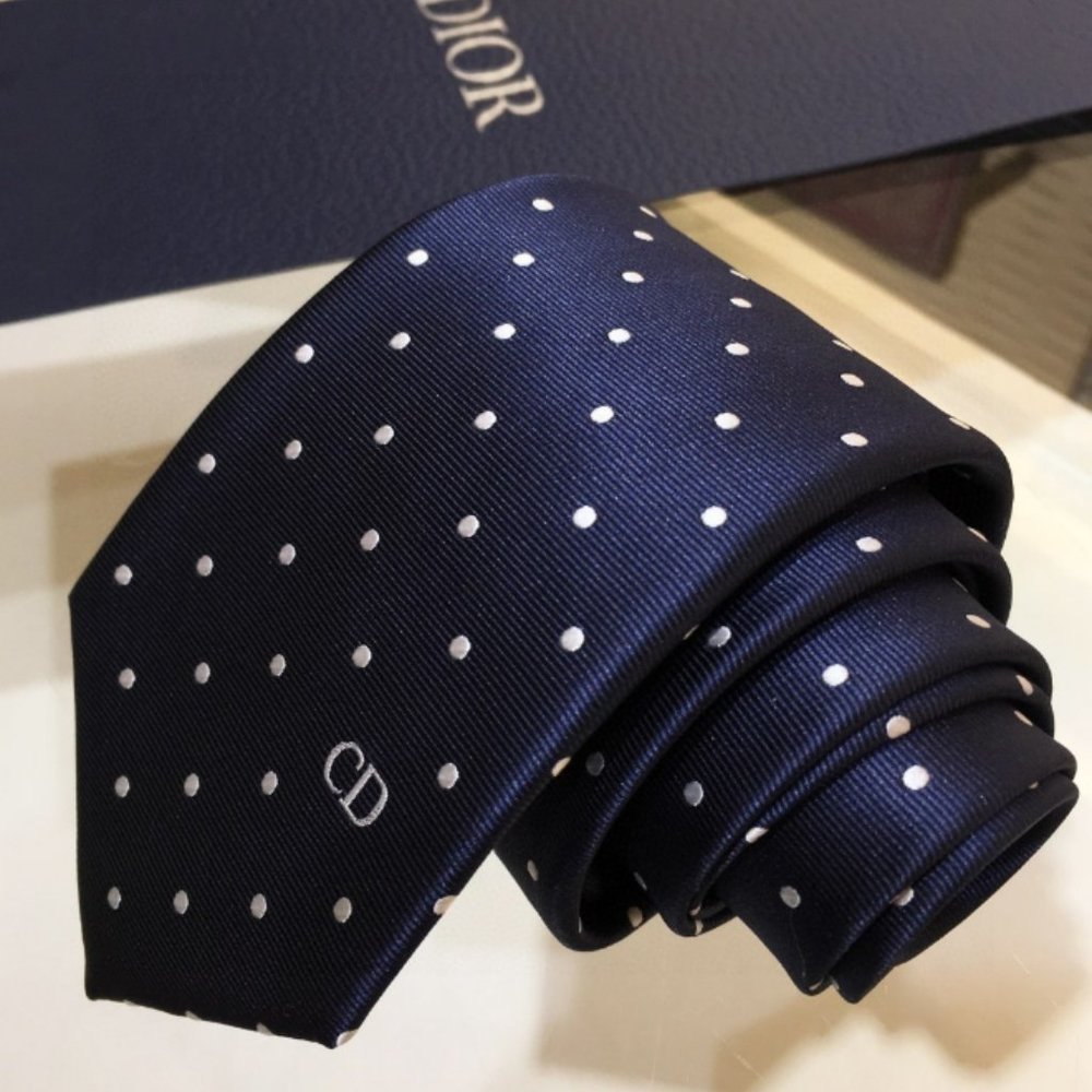 🚢🚢Dior Men's CD Embroidered Blue True Silk Tie
